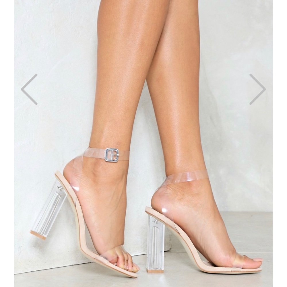 Never been worn. Clear Nasty Gal heels.